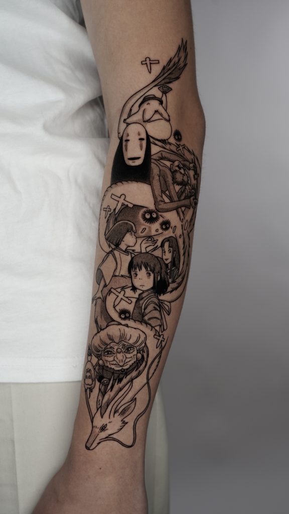 Ghibli tattoo by tattoo artist Nitzan Dor